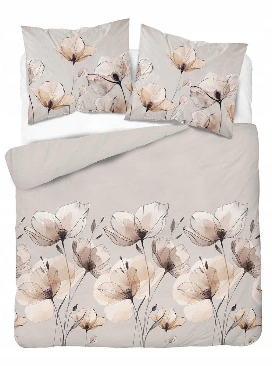 Home Satijnkatoenen dekbedovertrekset 220x200cm Beige bloemen