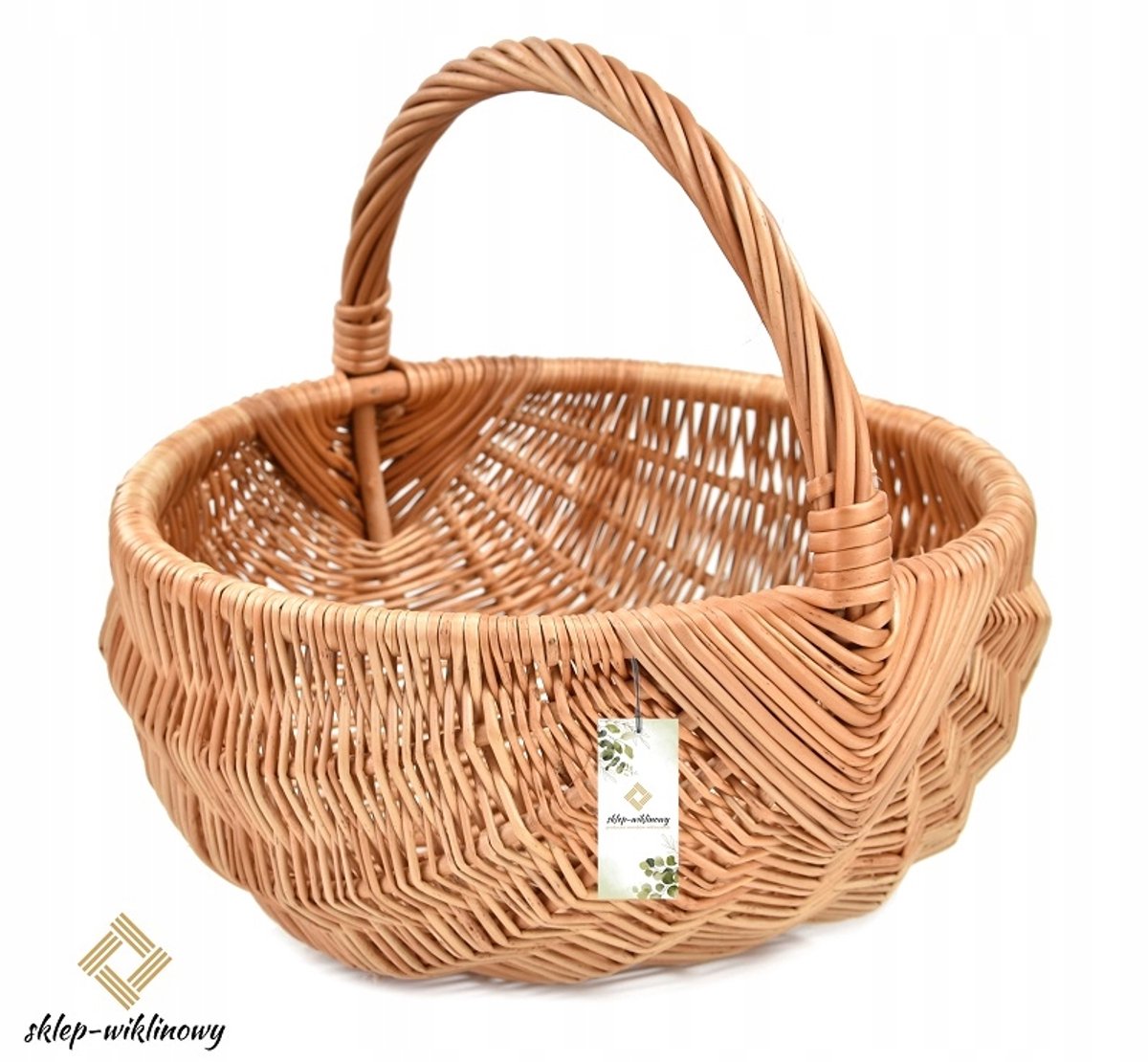 Wikken Mand - Handgemaakt, 34cm Diameter, Ideaal voor Boodschappen & Paddenstoelen