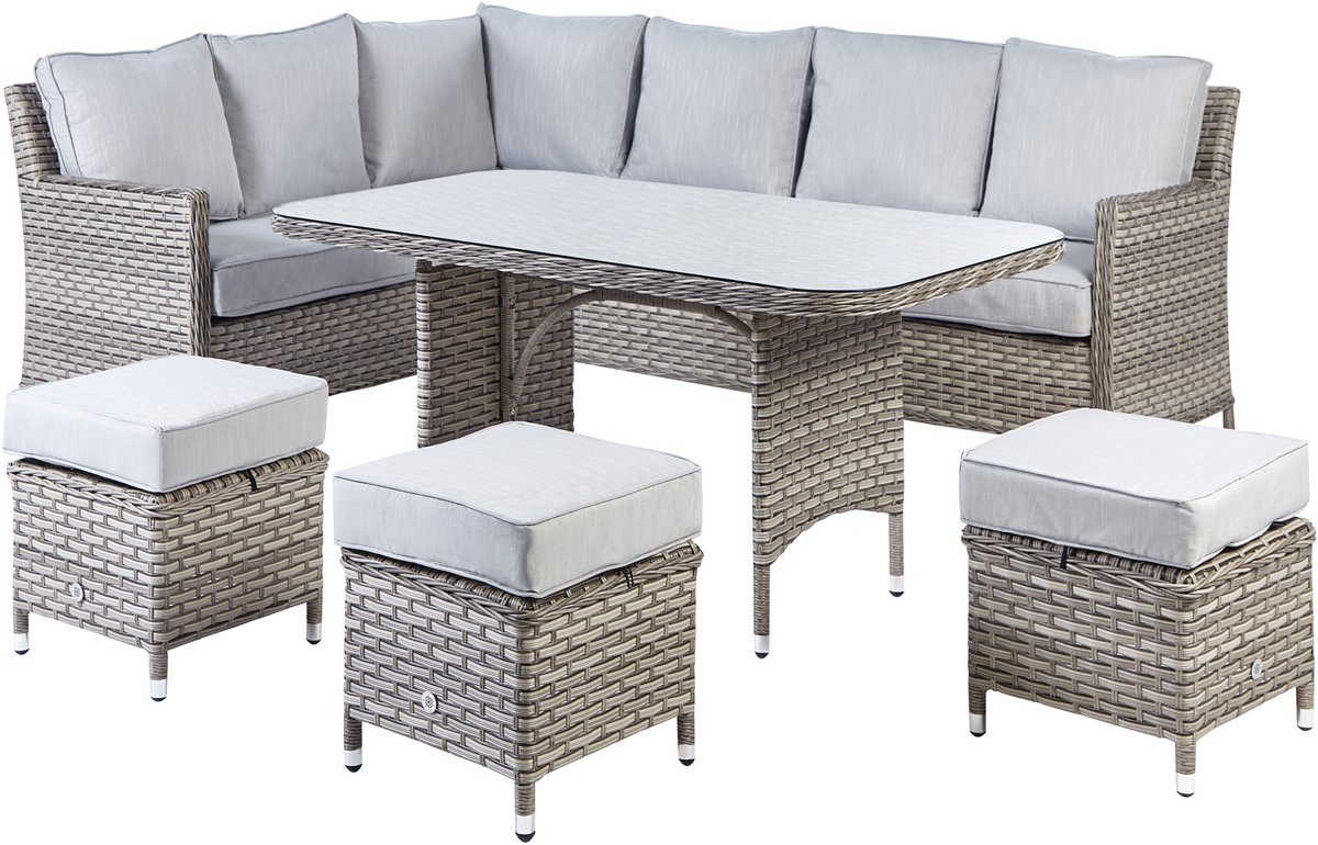 Beliani LACONA - Loungeset 9-zits - Taupe - Kunstrotan Grijs