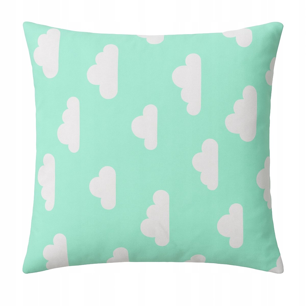 Katoenen Kussenhoes 40x40cm Mint Wolkjes Design met Rits