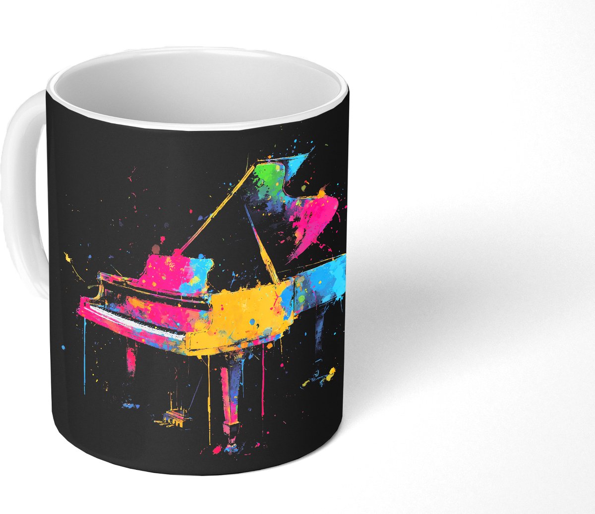 Mok - Koffiemok - Piano - Kleurrijk - Verf - Modern - Mokken - 350 ML - Beker - Koffiemokken - Theemok