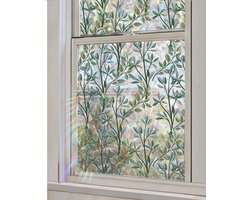 Raamfolie - 45x200cm - Zonwerend & Isolerend - Statisch - Glas in Lood - Regenboog Bloemen - Zelfklevend - voor glasstickers, woonkamer, slaapkamer, raamstickers，muurstickers voor thuisdecoratie