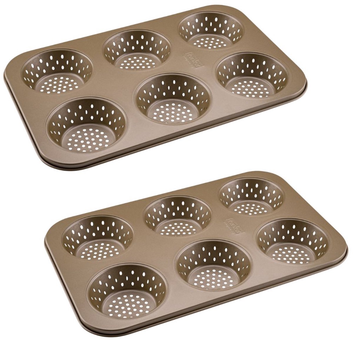 Set van 2 ronde individuele broodjesvormen 6 holtes 33 x 22 cm Zenker Mojave Gold