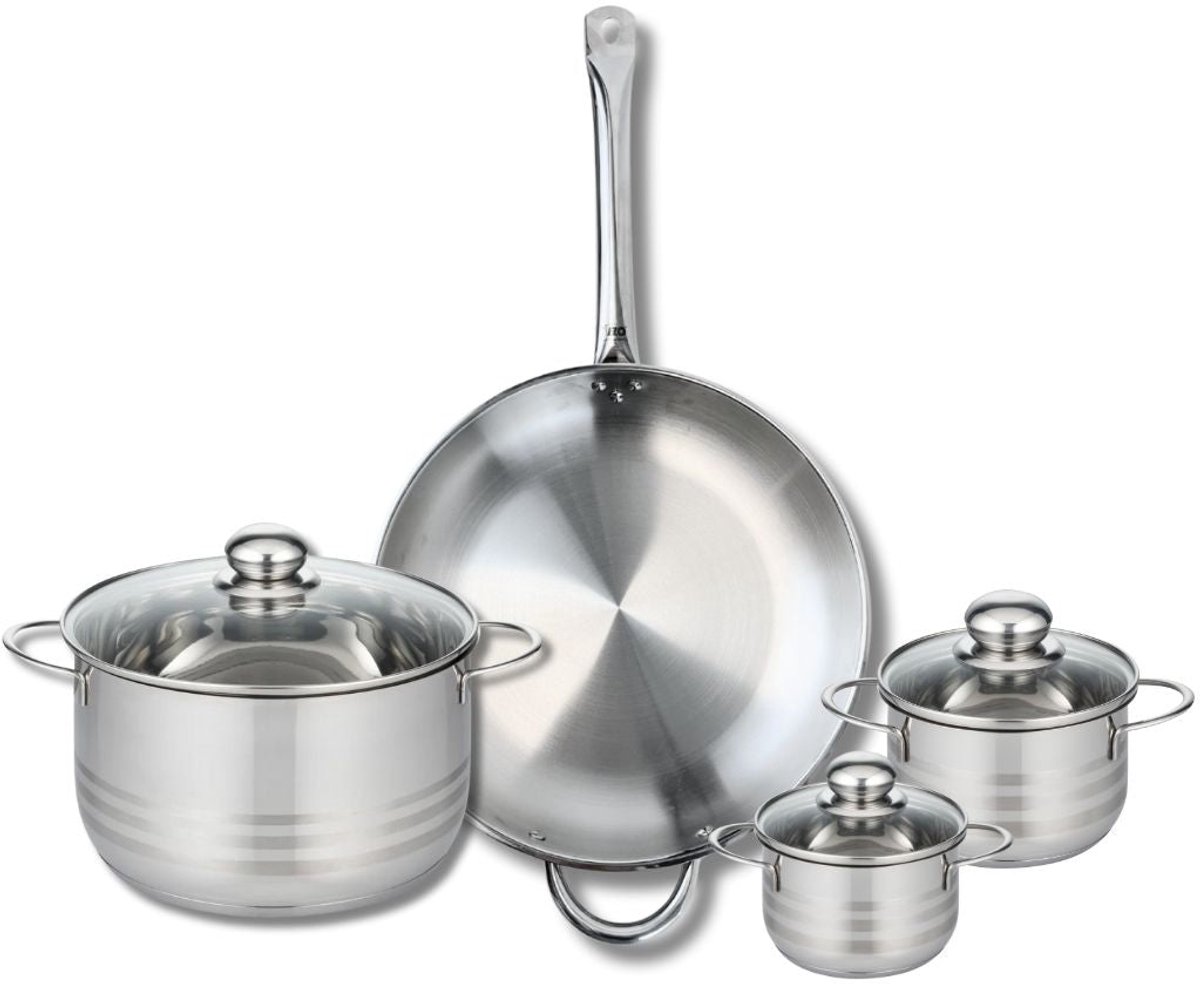 Set van 1 Koekenpan 32 cm en 3 kookpotten 12, 14 en 24 cm Elo Profi Brillant