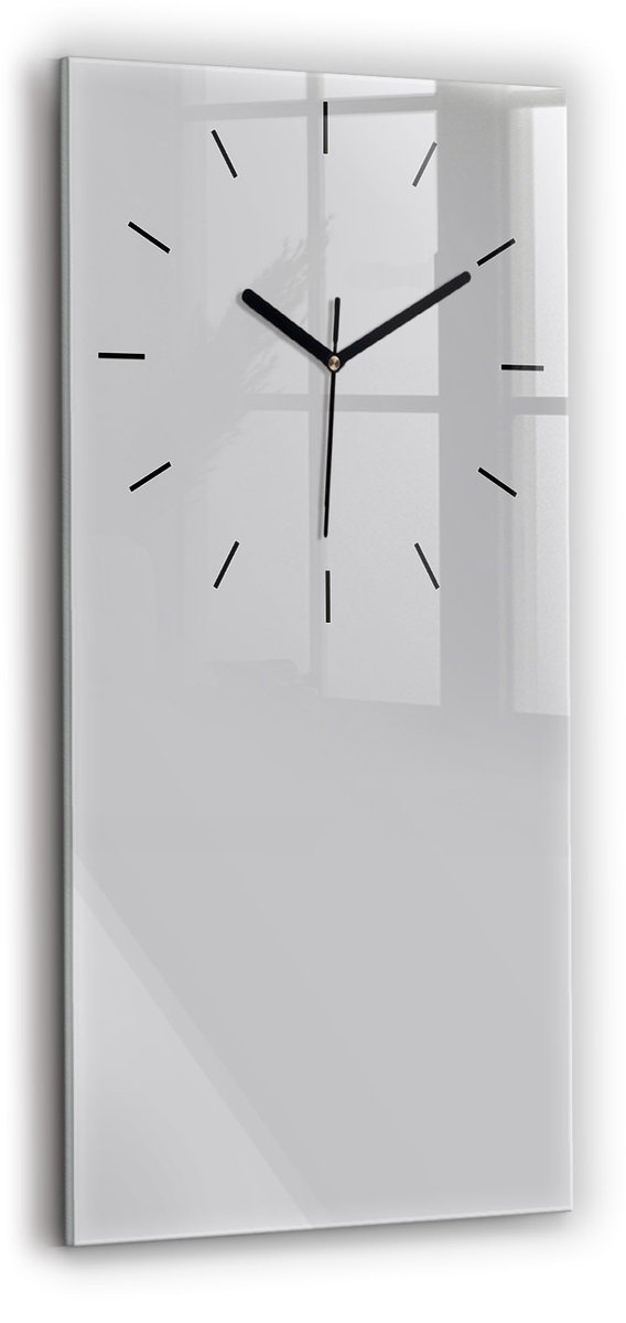 Wallfluent Wandklok - Lichtgrijs Glazen Klok Rechthoekige - 30 cm x 60 cm - Lichtgrijs Wandklok - Zwarte Handen - Wandklok Zonder Cijfers - Kinder Wandklok Glas - Rechthoekige Glas Klok - Industrieel Wandklok - Rechthoekige Glazen Wandklok
