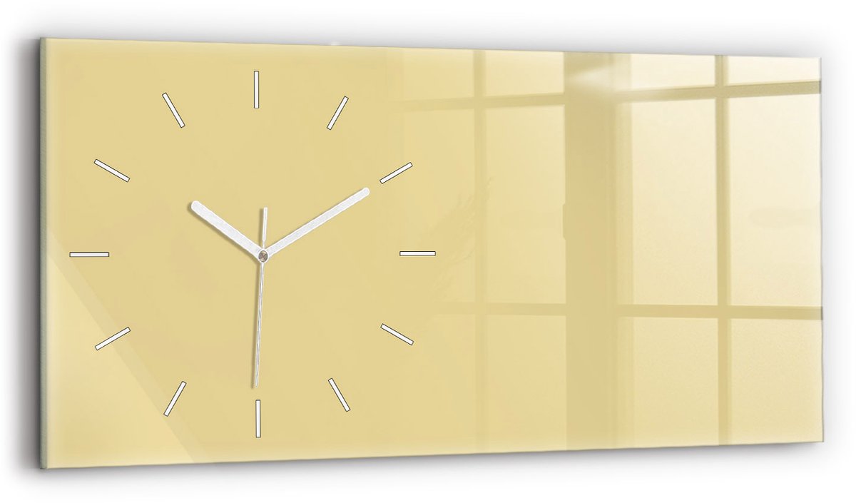 Wallfluent Wandklok - Romig Glazen Klok Rechthoekige - 60 cm x 30 cm - Romig Wandklok - Witte Handen - Wandklok Zonder Cijfers - Stille Wandklok Slaapkamer - Rechthoekige Glas Klok - Industrieel Wandklok - Rechthoekige Glazen Wandklok