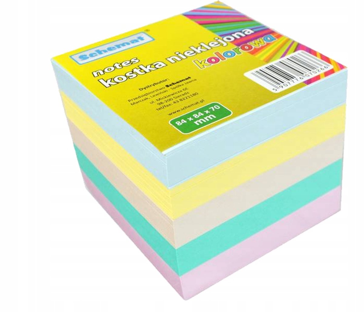 Schemat Notitieblok 84x84x70mm - Kleurrijke Blokjes, Niet Gelijmd