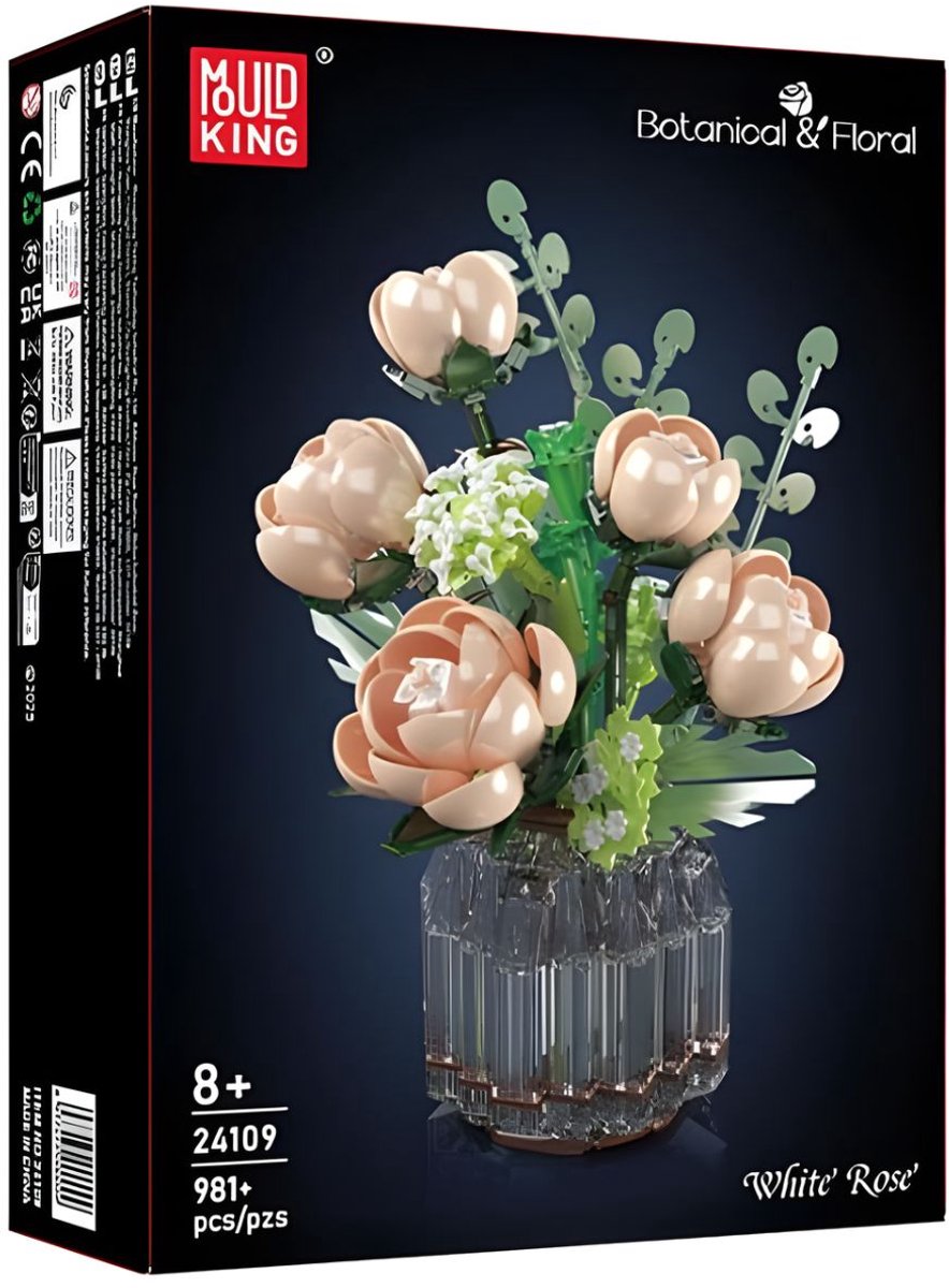 Mould King 24109 Roze Rozen bouwset | Botanical Flowers Collection | Classic Creator STEM speelgoed bloemen bouwpakket | Bloemenpracht kunstbloemen modelbouw voor volwassenen & kinderen | geschikt voor Lego | Bouwdoos met 981 bouwstenen — afbeelding 10