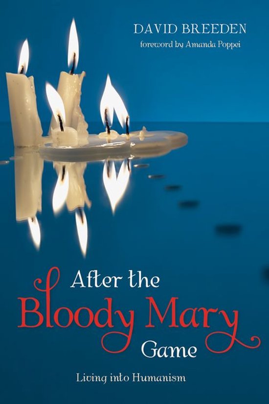 Boekcover met brandende kaarsen op water, met de titel 'After the Bloody Mary Game'.
