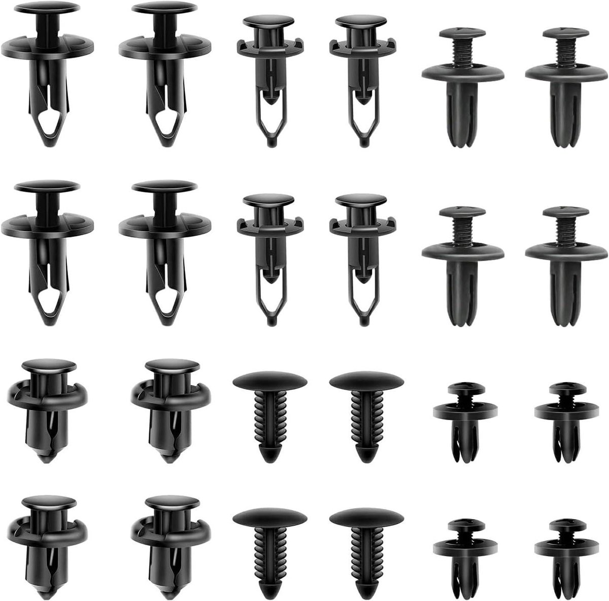 Image of 240 stuks autobevestigingsclips voor auto en carrosserie, kunststof klinknagels, bevestigingsset motorafdekking auto - universeel, Peugeot clips auto - zwart