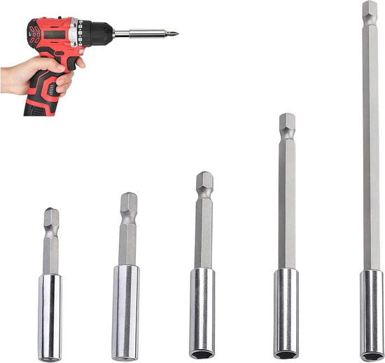 Bitverlenging set 5-delig 1/4 inch zeskantige schacht - Magnetische