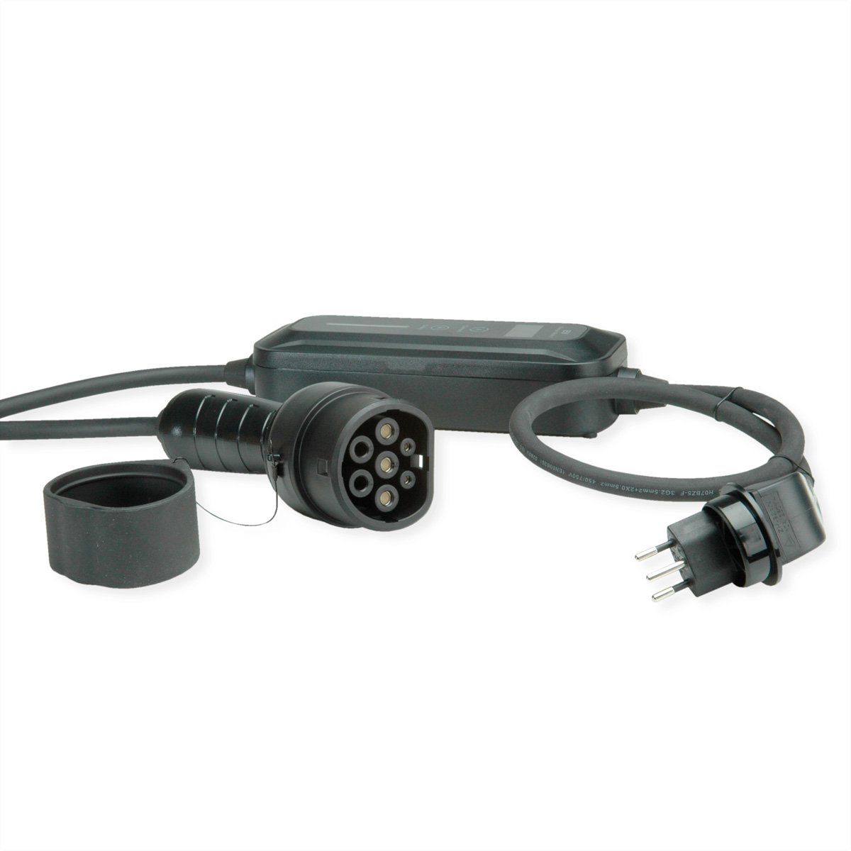 ROLINE Draagbare oplaadkabel voor e-car CEE7/7 - Type2, 1-fase, 250VAC (1P+N+E), 32 A, 7.4 kW, 5 m