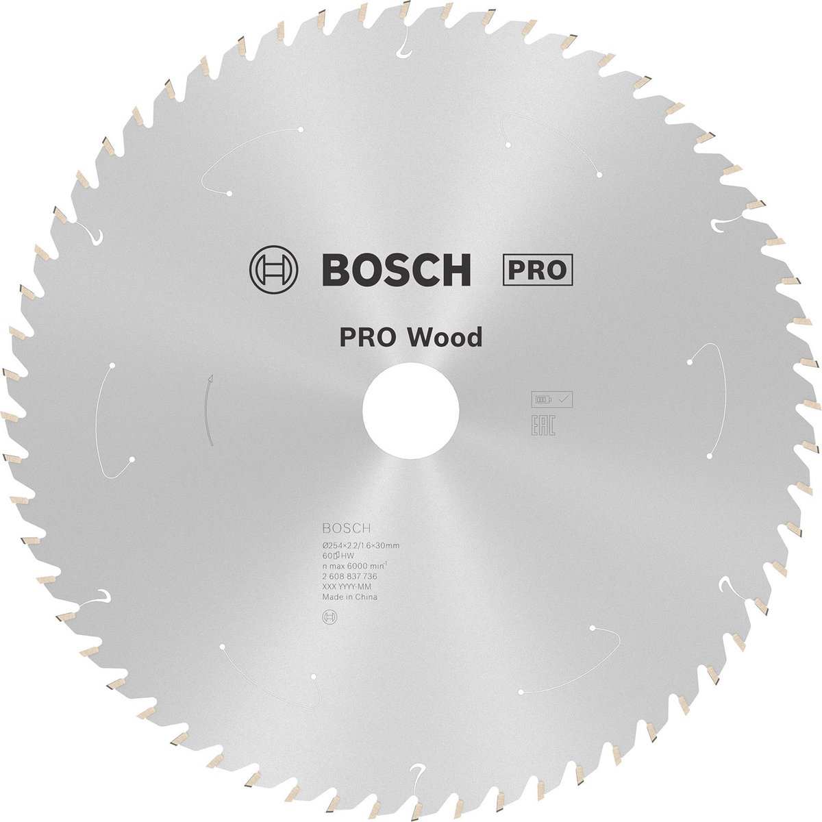 Bosch PRO Wood accuzaagblad voor cirkelzagen 254 x 2,2 x 30 mm - ...