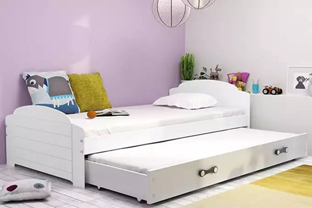 BMS - LILI - 90x200 - Wit - Uittrekbaar Jeugdbed met Laad