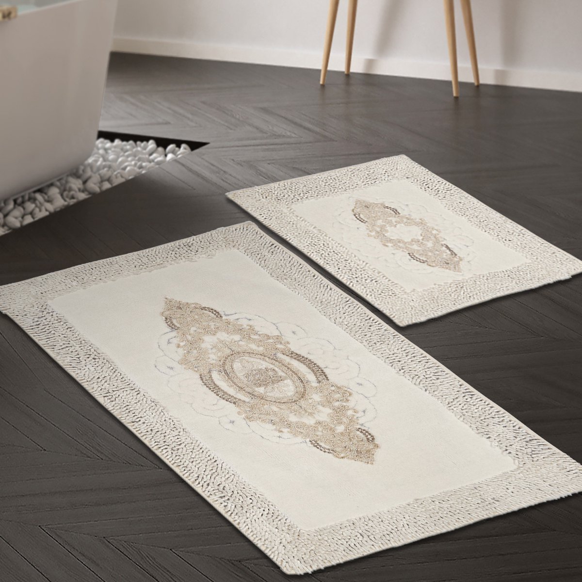 Asir badmatset – wit, 100% polyester, poolhoogte 15 mm