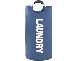 Opvouwbare wasmand - 82 liter inhoud - Wasverzamelaar met handvat - Oxford stoffen wasmand - Waterdichte waszak - Wasmand - Draagbare wassorteerder - Opbergcontainer - Flessenverzamelaar-Donkerblauw