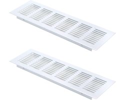 Luchtroosters - 2 Stuks - Ventilatierooster voor plinten - Aluminiumlegering - Met schroeven - Ventilatiedeksels - Warmteafvoer - Ventilatiegaten - Ventilatiekap - Geschikt voor keuken, badkamer, kledingkast, kast, schoenenkast - 250*80mm - Wit
