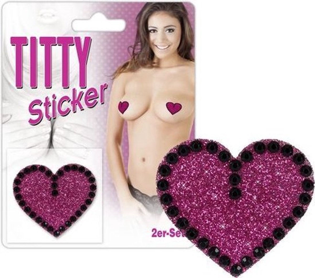 Titty Sticker - Tepelplakkers - Erotische Tepel Stikker - Roze Glitter - Hart
