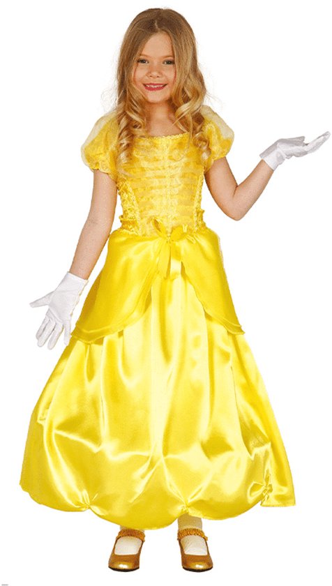 Robe de princesse jaune Bella pour fille - Tenues de carnaval pour filles 7-9 ans (122-134)