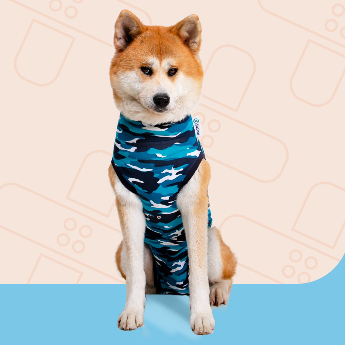 Suitical Herstel Shirt Hond Blauw Camouflage L
