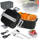 LIROPAU Elektrische lunchbox, draagbare elektrische lunchbox met timer en instelbare verwarmingsfunctie, 1L elektrische lunchbox voor werk, familie, camping, kantoor, auto, reizen, bouwplaatsen