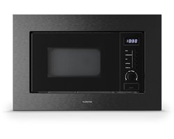 Klarstein Magnetron Verosteel inbouwmagnetron met grill – 20 l, 700 W & 800 W grill, 8 programma's, touchbediening, roestvrij staal, geïntegreerde magnetron, zwart roestvrij staal - 20L - voor Keuken - Timer - RVS - Microwave