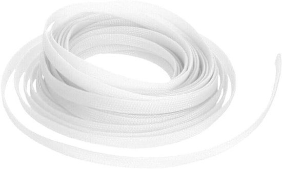 Thelau - Uitbreidbare gevlochten sleeving voor kabelmanagement - Wit - 3mm diameter - 5 meter lang