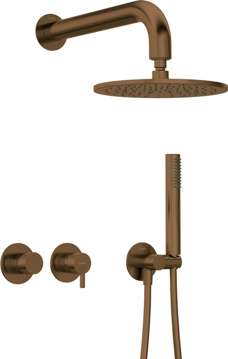 Concealed shower set with head - horiz. tap