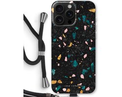 Case Company® - Hoesje met koord geschikt voor iPhone 16 Pro Max hoesje met Koord - Terrazzo N°10 - Telefoonhoesje met Zwart Koord - Bescherming aan alle Kanten en Over de Schermrand