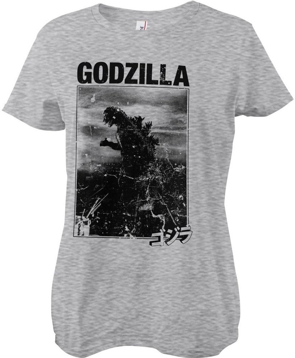 Godzilla Vintage Girly T-shirt voor dames, heathergrijs