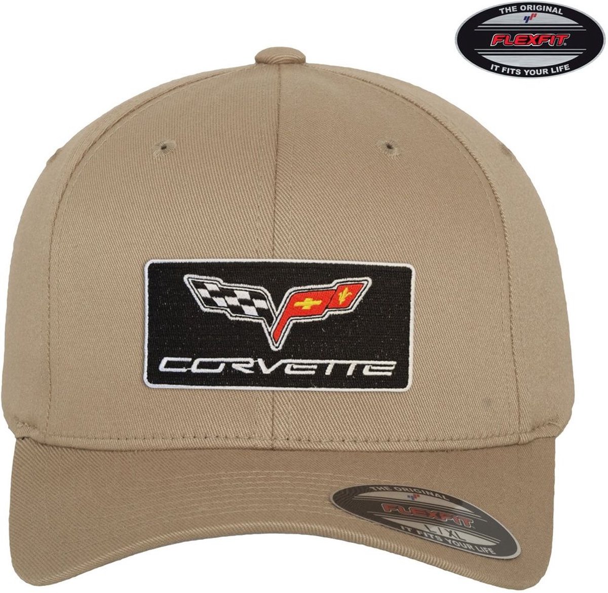 Corvette Cap C6 Patch Flexfit Cap GM-92-CORV9903-CB65 Khaki-S/M