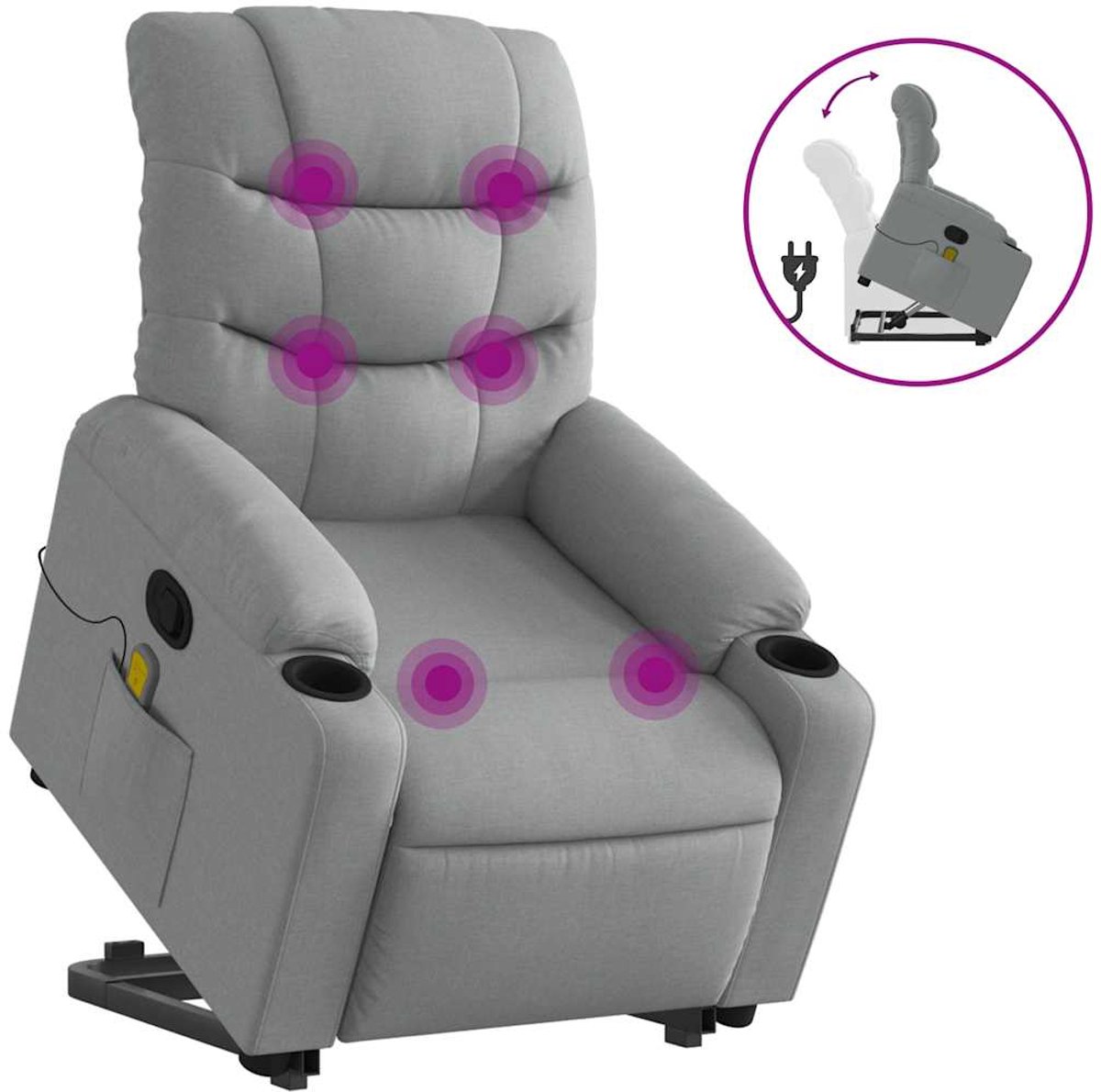 vidaXL Sta-op-massagestoel - verstelbaar - stof - lichtgrijs