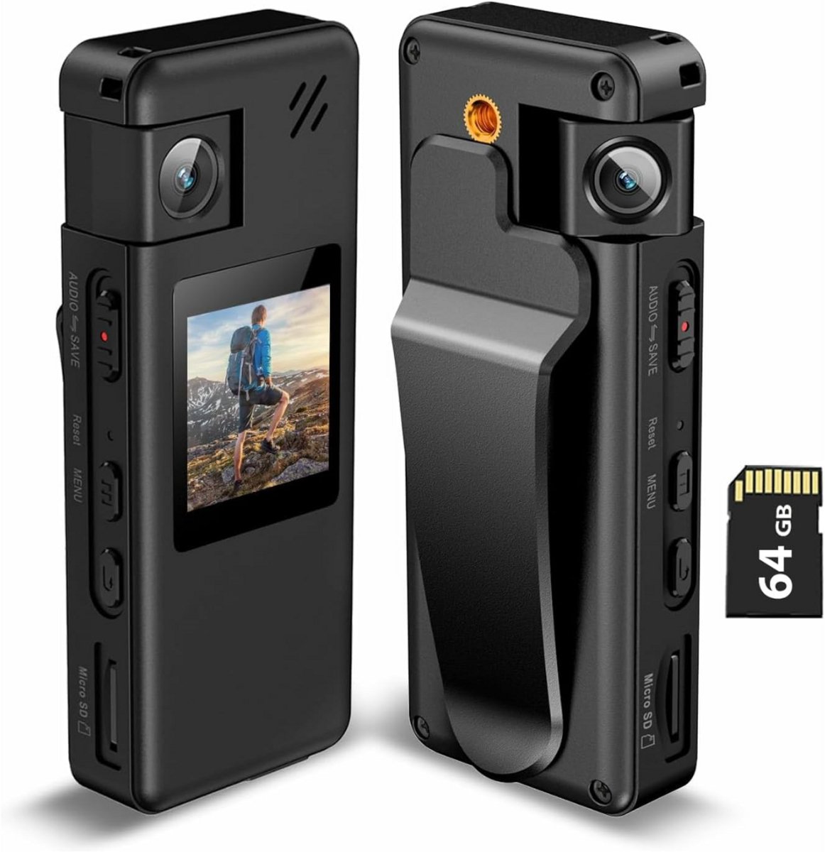 MKSS® Bodycam - Action Cam - Bewegingsdetectie - 180º Draaibare Lens - Bodycam Politie - Spycam - Full HD - Zwart