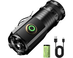 Ynkkvre - LED Zaklamp Mini Super Helder 5000 Lumen - Oplaadbaar - 5 Lichtstanden - Kleine Zaklamp met Magneten en Lange Werktijd - 3 Krachtige Lampkralen - IPX6 Waterdicht - Voor Kamperen Wandelen Outdoor