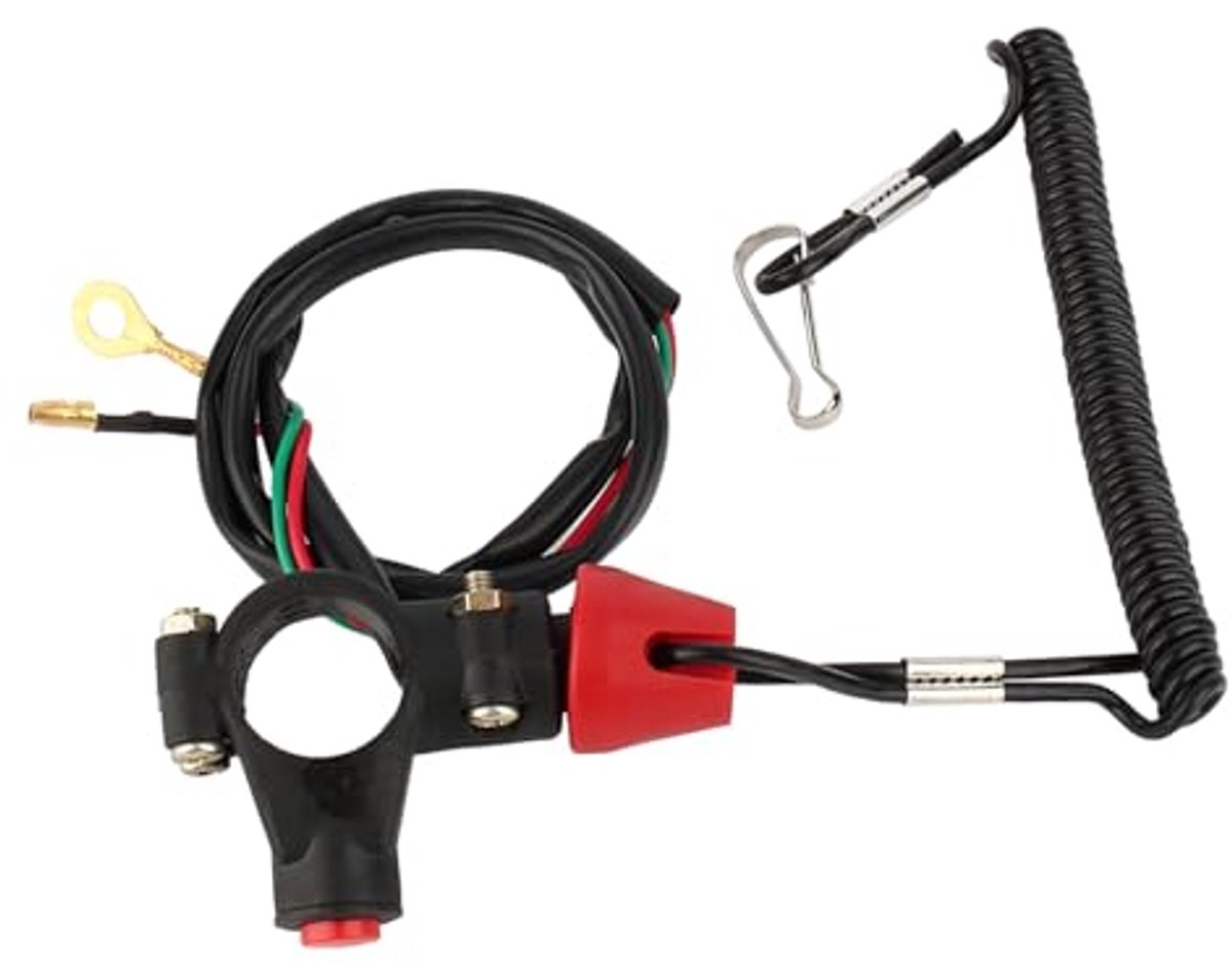 Engine Cut-Off Stop Switch 12V - Waterproof Tether - Geschikt voor ATV's en Motorfietsen