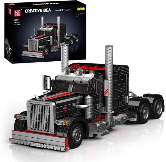 Mould King 10037 Techniek US Truck The Black Monster Automodel, Creativiteit Technologie Sportwagen Modelbouwpakket, Verzamelaarstentoonstelling (1797 Stuks)