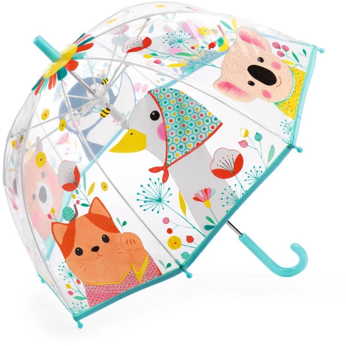 Djeco kinderparaplu natuur - transparant - dierenprint - stevig.