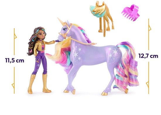 Unicorn Academy - Pop Sophia & Eenhoorn Wildstar - met 2 rijaccessoires en borstel - Speelfigurenset van Mattel — afbeelding 3