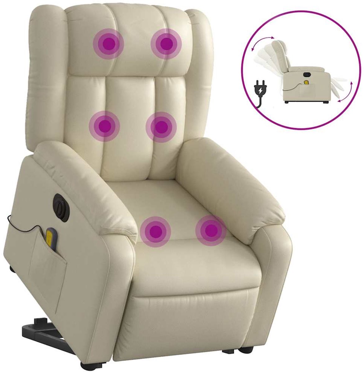 vidaXL Sta-op-massagestoel - elektrisch - kunstleer - crèmekleurig