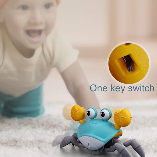 Kruipende krab met sensor, buikligging, babyspeelgoed met muziek en lichtjes, interactief speelgoed voor kinderen, leerzaam en vermakelijk, verjaardagscadeau (blauw) van Atoylink — afbeelding 3