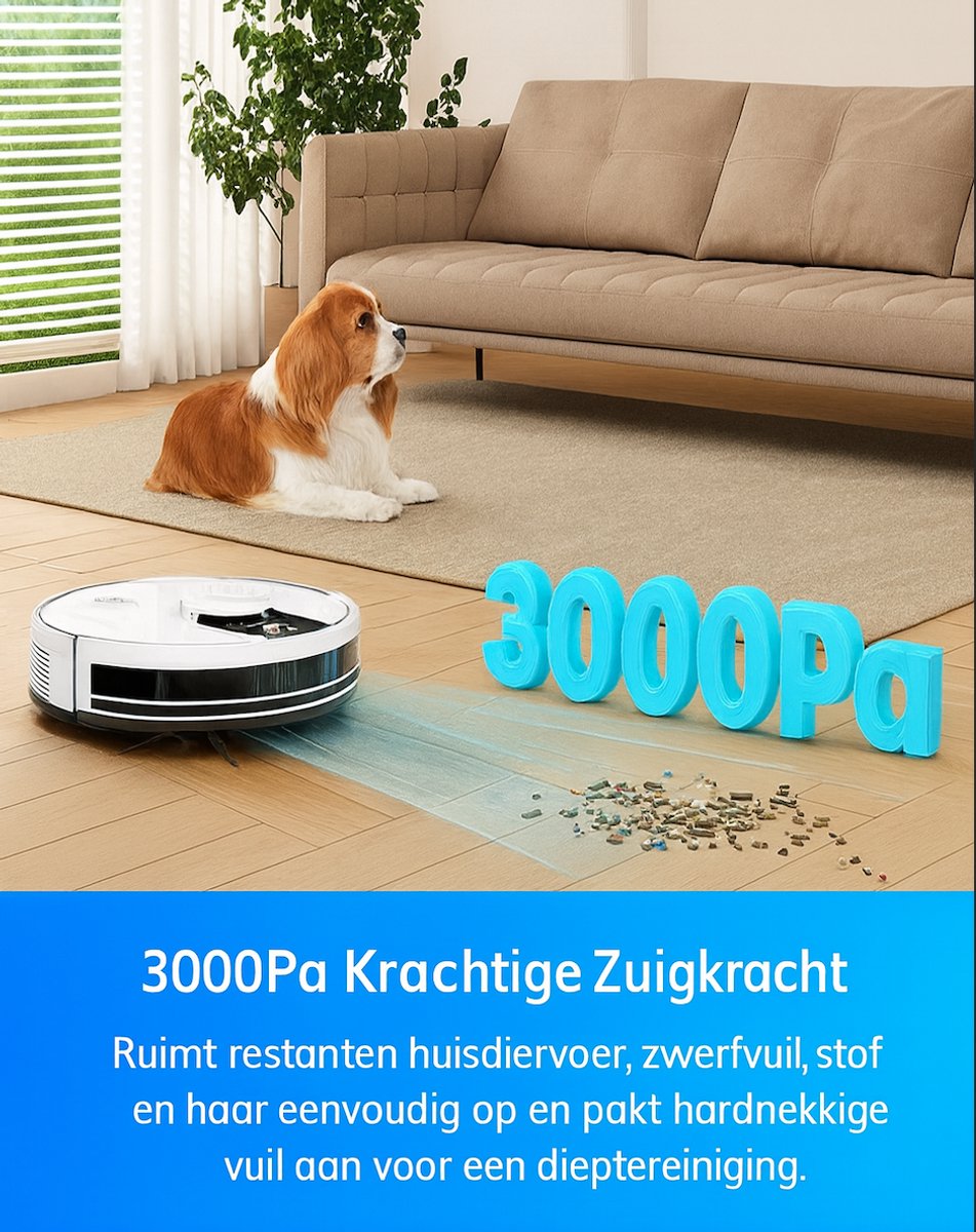 Afbeelding 2 van ILife A12 Pro - Robotstofzuiger met dweilfunctie - 60 Dagen Handsfree - 3000Pa - Zelfstandig laden en legen - LDS navigatie - 140 min