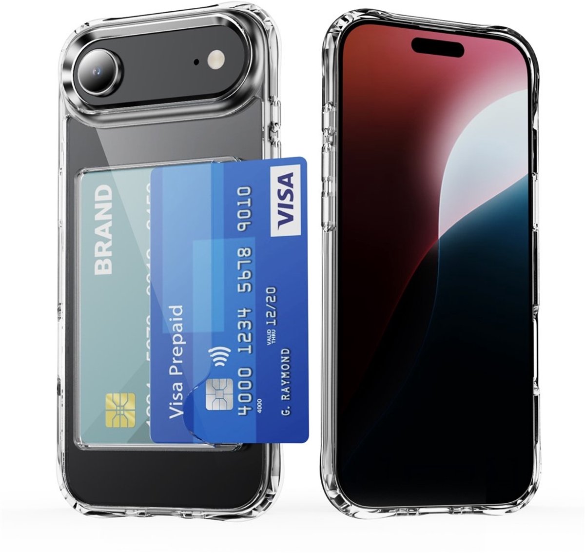 Lunso Geschikt voor iPhone 17 Air TPU Backcover hoesje met kaarthouder - Transparant
