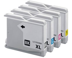 LC-1000 XL Zwart + Alle Kleuren Set - Huismerk inktcartrigde compatible met Brother DCP 130C \ DCP 330C \ DCP 350C \ DCP 357C \ DCP 540CN \ DCP 560CN \ DCP 750CW \ DCP 770CW \ MFC 240C \ MFC 3360C \ MFC 440CN \ MFC 465CN \ MFC 5460CN \ MFC 5860CN