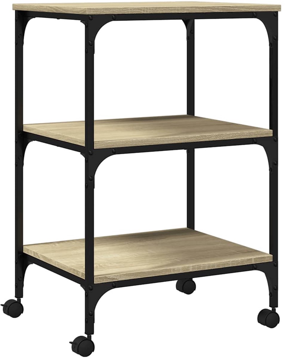 vidaXL Printerkastje - 3-laags - 50x41x75 - cm - bewerkt - hout - sonoma - eiken sonoma eiken