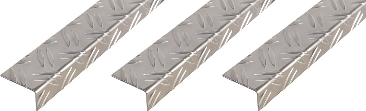 Alberts 3 x hoekprofiel, geriffelt, Aluminium, blank, 43,5 x 23,5 x 1,5 mm, lengte 1 m