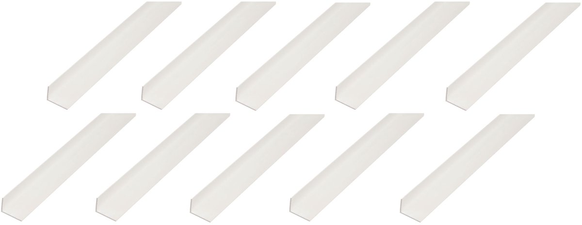 Alberts 10 x hoekprofiel, PVC, wit, 20 x 10 x 1,5 mm, lengte 1 m
