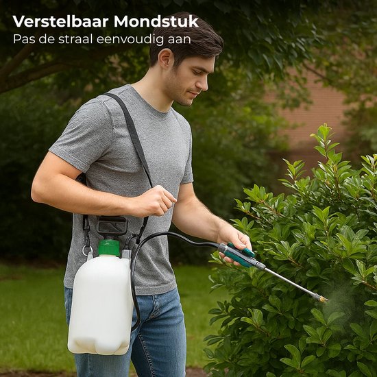 Lomera Plantensproeier 5 Liter - Drukspuit 5 Liter - Draagriem - Veiligheidsventiel - Polyethyleen Materiaal - Doorschijnende Tank - Handvat - Ongediertebestrijding - Onkruid Verdelgen - Verstelbaar Mondstuk - Te Vergrendelen Trekker van Merkloos	 — afbeelding 5