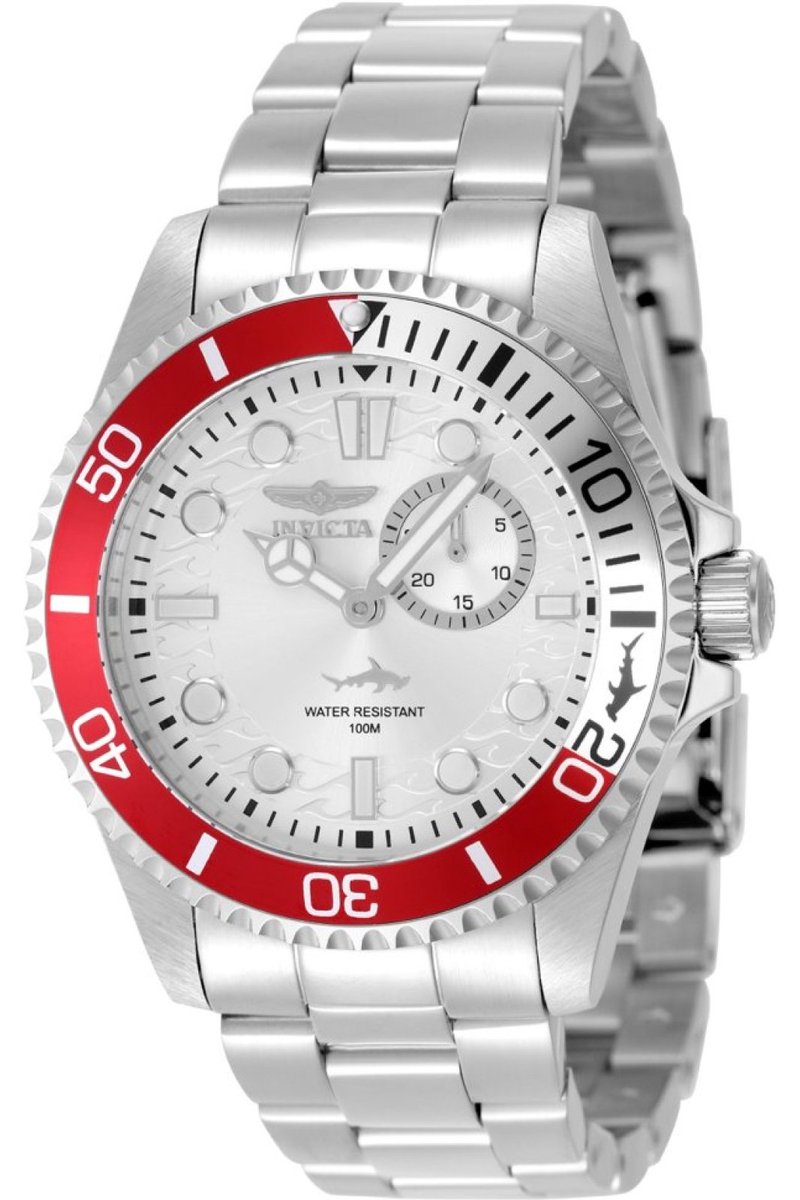 Invicta Pro Diver 49275 Heren Horloge - Waterdicht - Analoog - Quartz Uurwerk - Roestvrij Staal met zilveren Wijzerplaat - 43mm