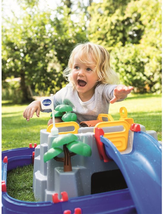 BIG Spielwarenfabrik 8700001647 AquaPlay - AdventureLand - Wasserbahn mit Berg, Turm und Stausee, Spieleset inkl. 2 Tierfiguren, Motorboot und Speedboot, für Kinder ab 3 Jahren, Mehrfarbig