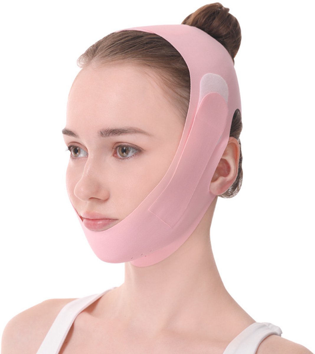 Herbruikbare kinband, gezichtsversterkende band, faceliftmasker Geschikt voor vrouwen, roze